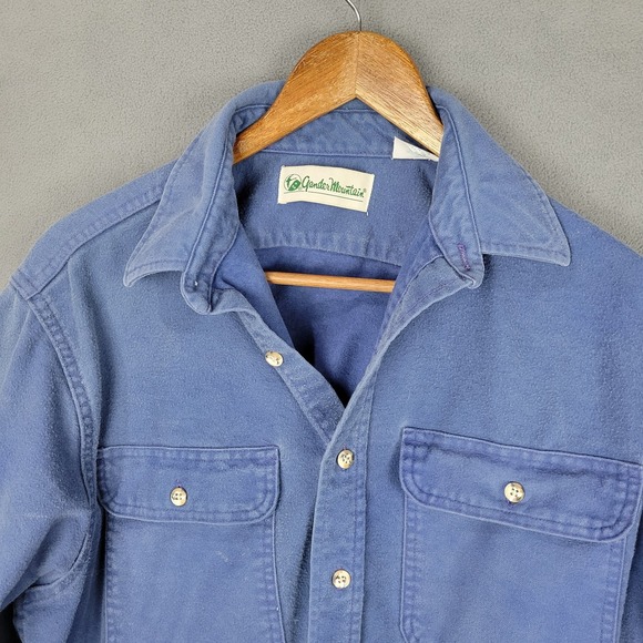 Gander Mountain Flannel Shirt Mens Large Blue Chamois Cloth Cotton Button Up - Picture 2 of 8